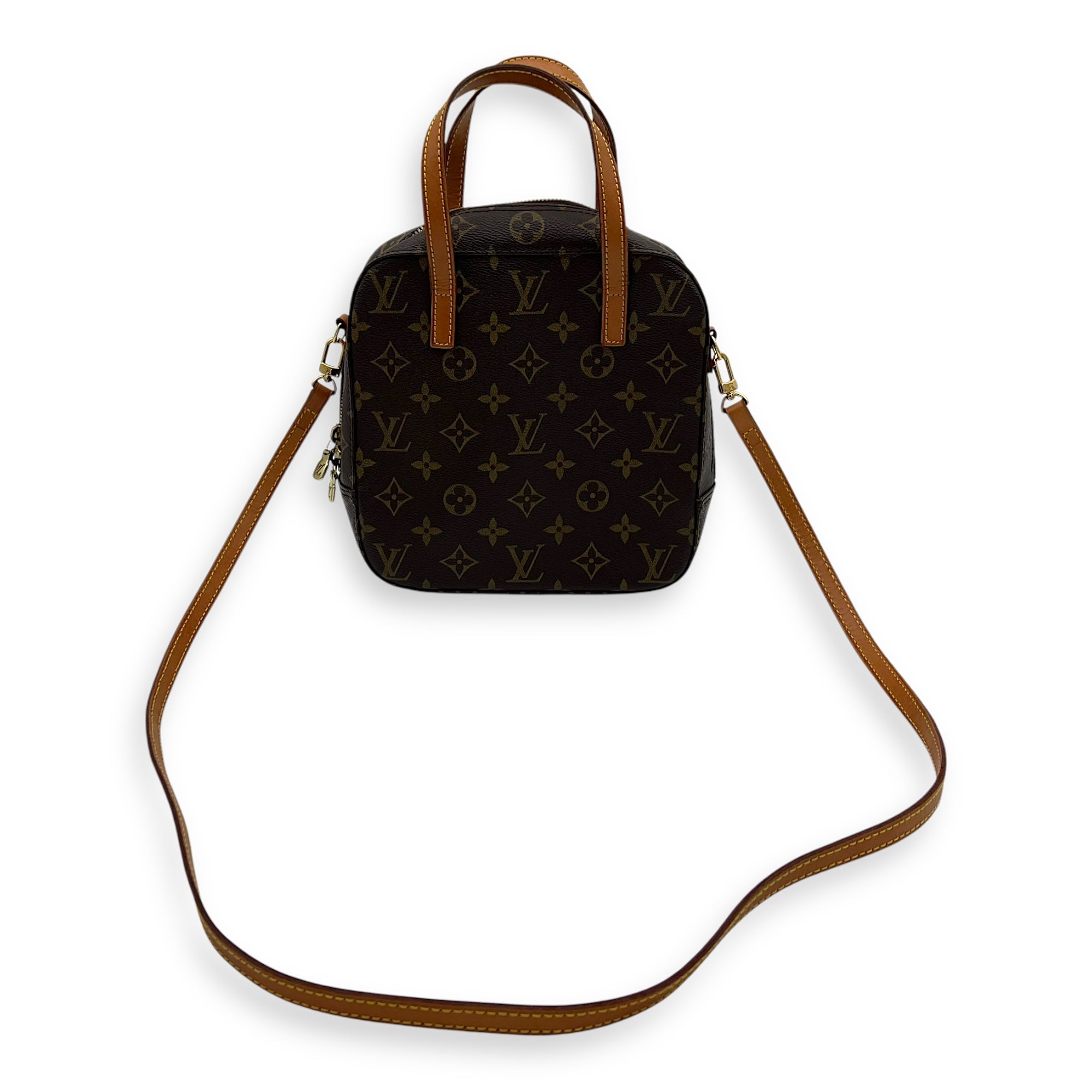 Louis Vuitton Spontini Brown Top Handle Bag in Monogram Coated Canvas, Gold hardware_14