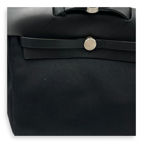 Hermès Herbag A Dos 31 Black Backpack in Canvas, Silver hardware_7