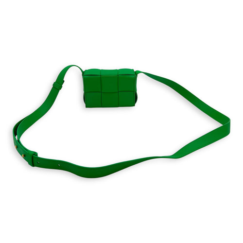 Bottega Veneta Cassette Green Crossbody Bag in Lambskin, Gold hardware_14