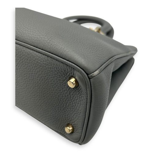 Christian Dior Diorissimo Top Handle Bag Grey in Calfskin, Gold hardware_10