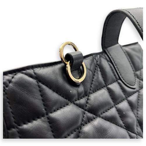 Christian Dior Toujours Top Handle Bag Large Black in Lambskin, Gold hardware_14