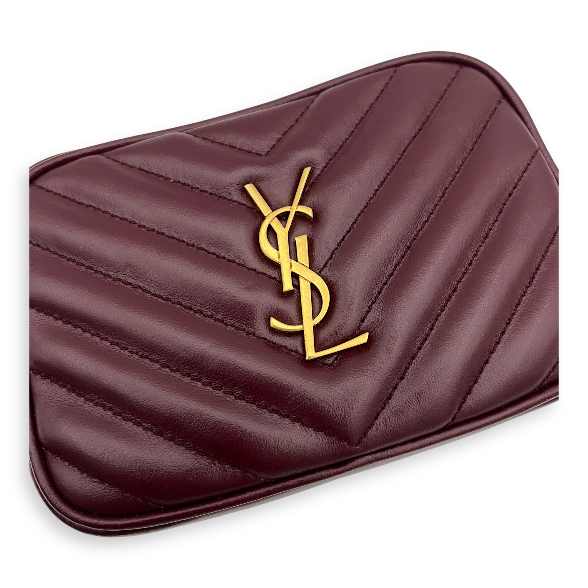 Saint Laurent Camera Crossbody Bag Red in Calfskin, Gold hardware_7