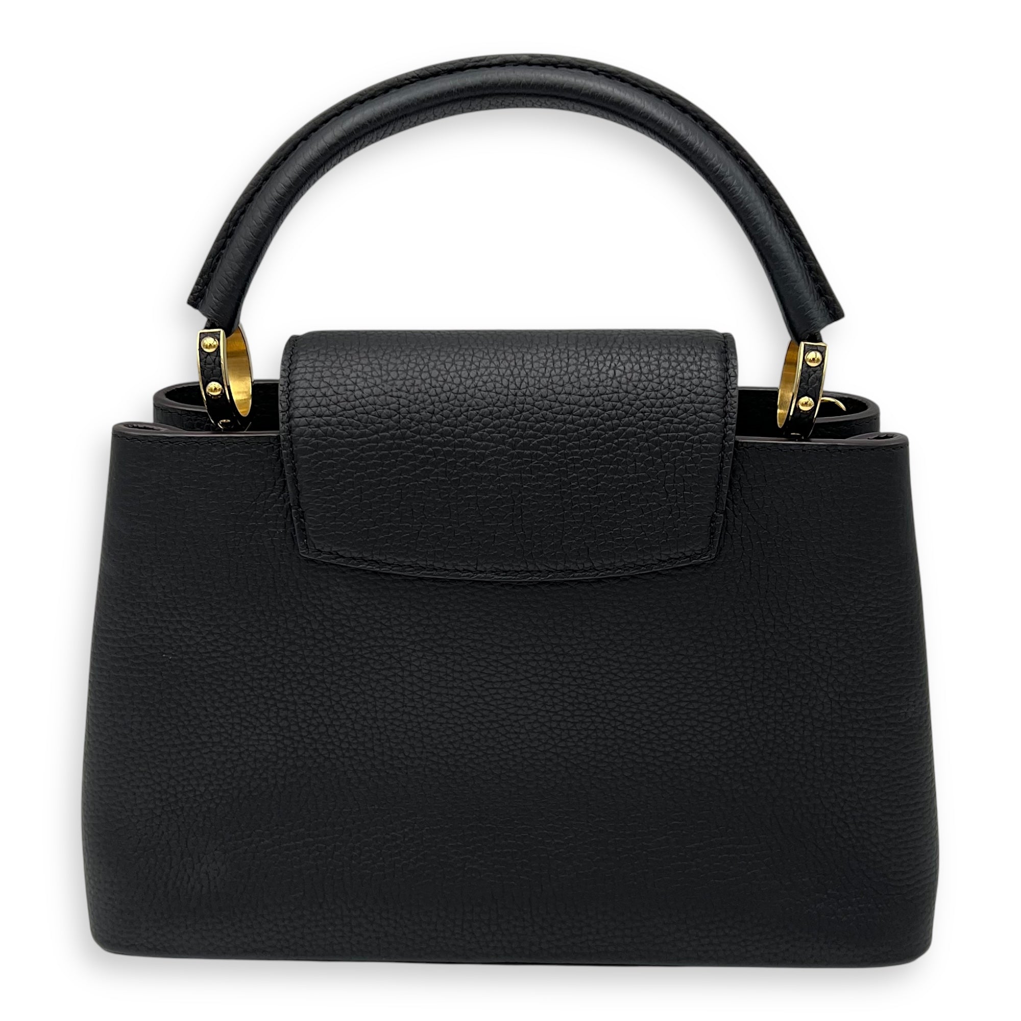 Louis Vuitton Capucines Top Handle Bag MM Black in Taurillon Leather, Gold hardware_3