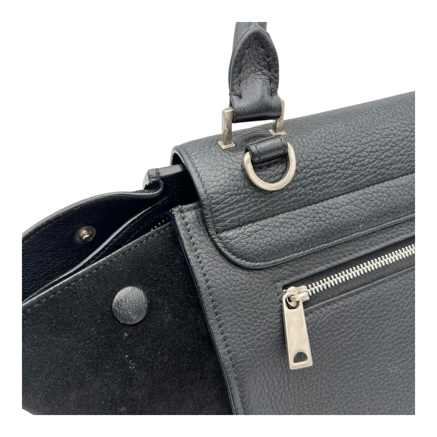 Celine Trapeze Small Black Shoulder Bag in Calfskin, Silver hardware_16