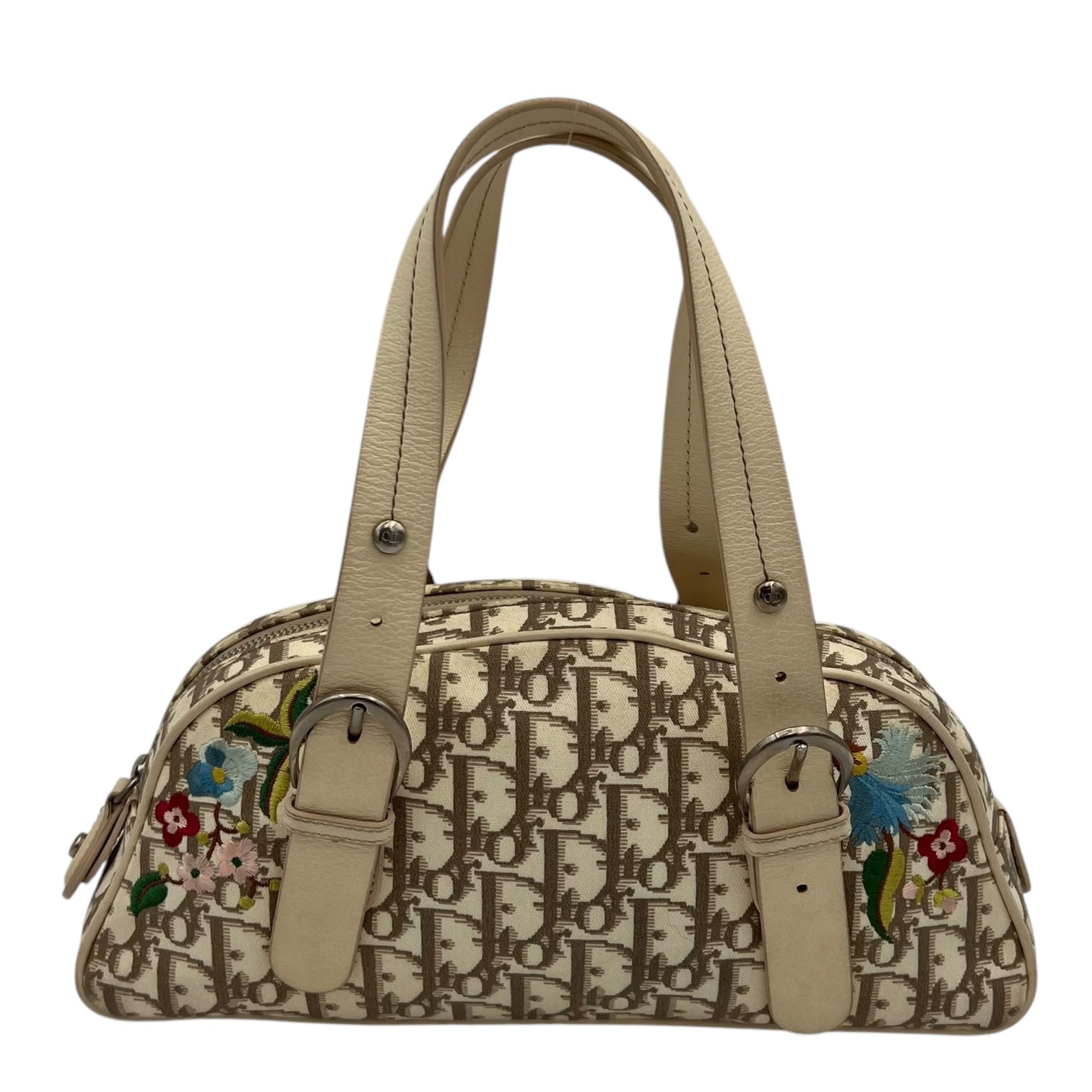 Christian Dior Trotteur Top Handle Bag Beige in Coated Canvas, Silver hardware_1