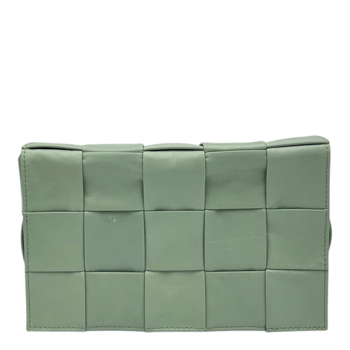 Bottega Veneta Cassette Crossbody Bag Green in Calfskin, Silver hardware_1