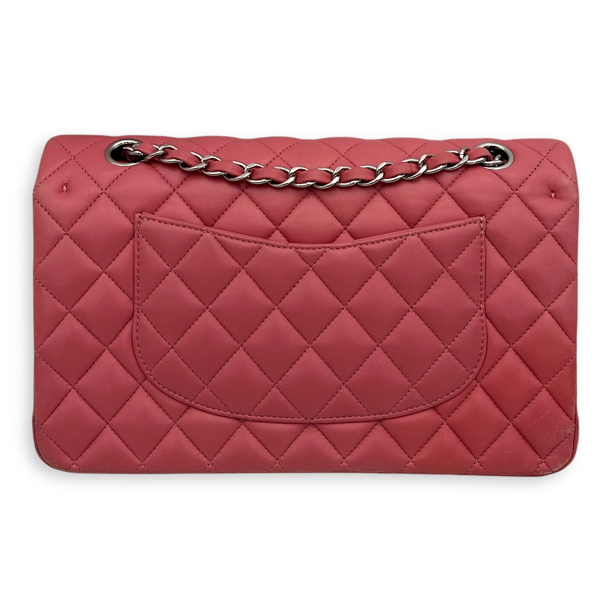 Chanel Classic Medium Pink Shoulder Bag in Lambskin, Silver hardware_2