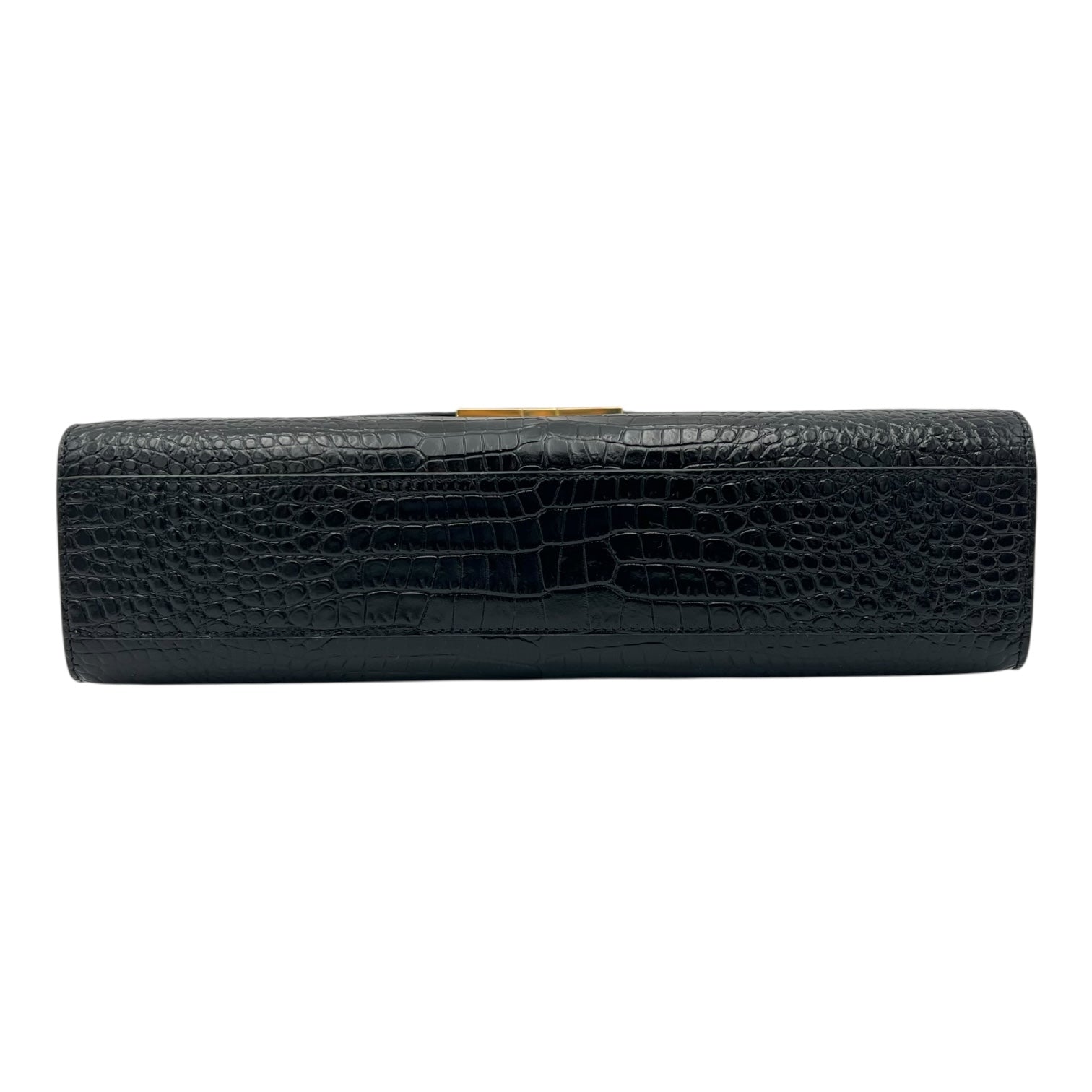 Saint Laurent Manhattan Shoulder Bag Black in Crocodile Embossed Calfskin, Gold hardware_5