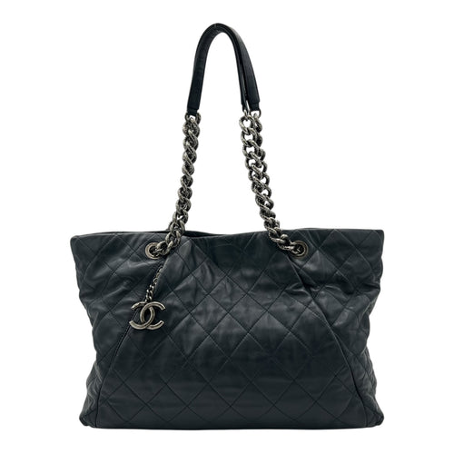 Chanel CC Shoulder Bag Blue in Calfskin, Ruthenium hardware_1