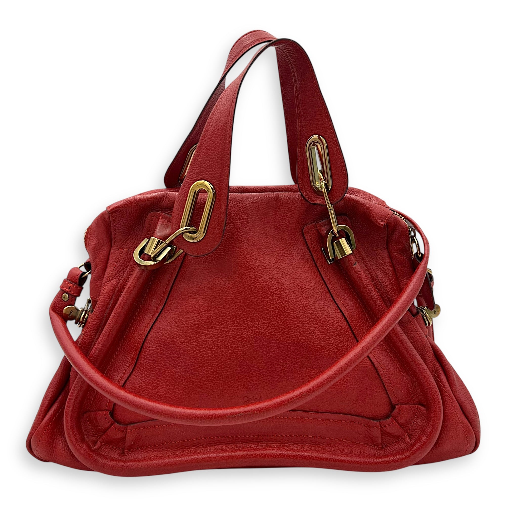 【送料&関税込】ChloAC paraty Shoulder Bag Chloé Paraty Shoulder Bag Red in Calfskin, Gold hardware