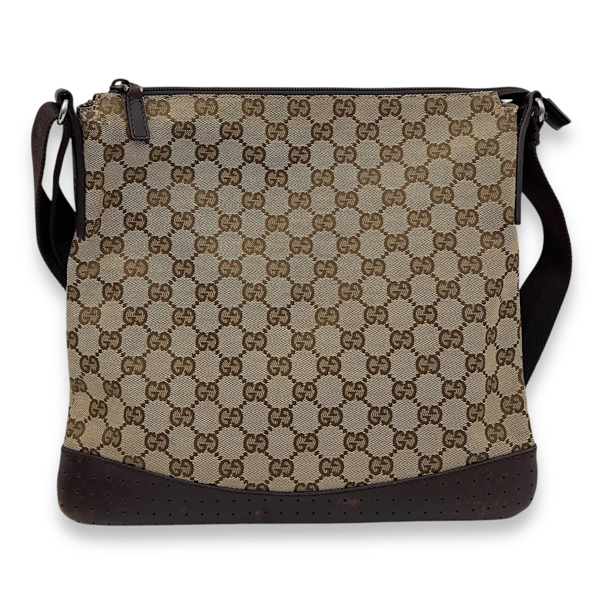 Gucci GG Crossbody Bag Brown in Canvas, Gold hardware_2