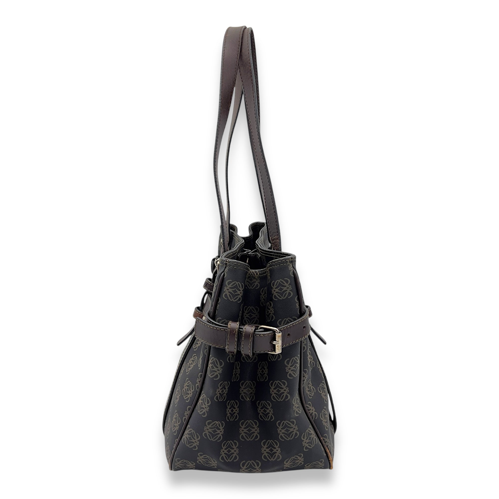 Loewe Anagram Brown Tote Bag in Coated Canvas, Gold hardware_3