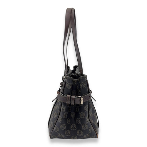Loewe Anagram Brown Tote Bag in Coated Canvas, Gold hardware_3