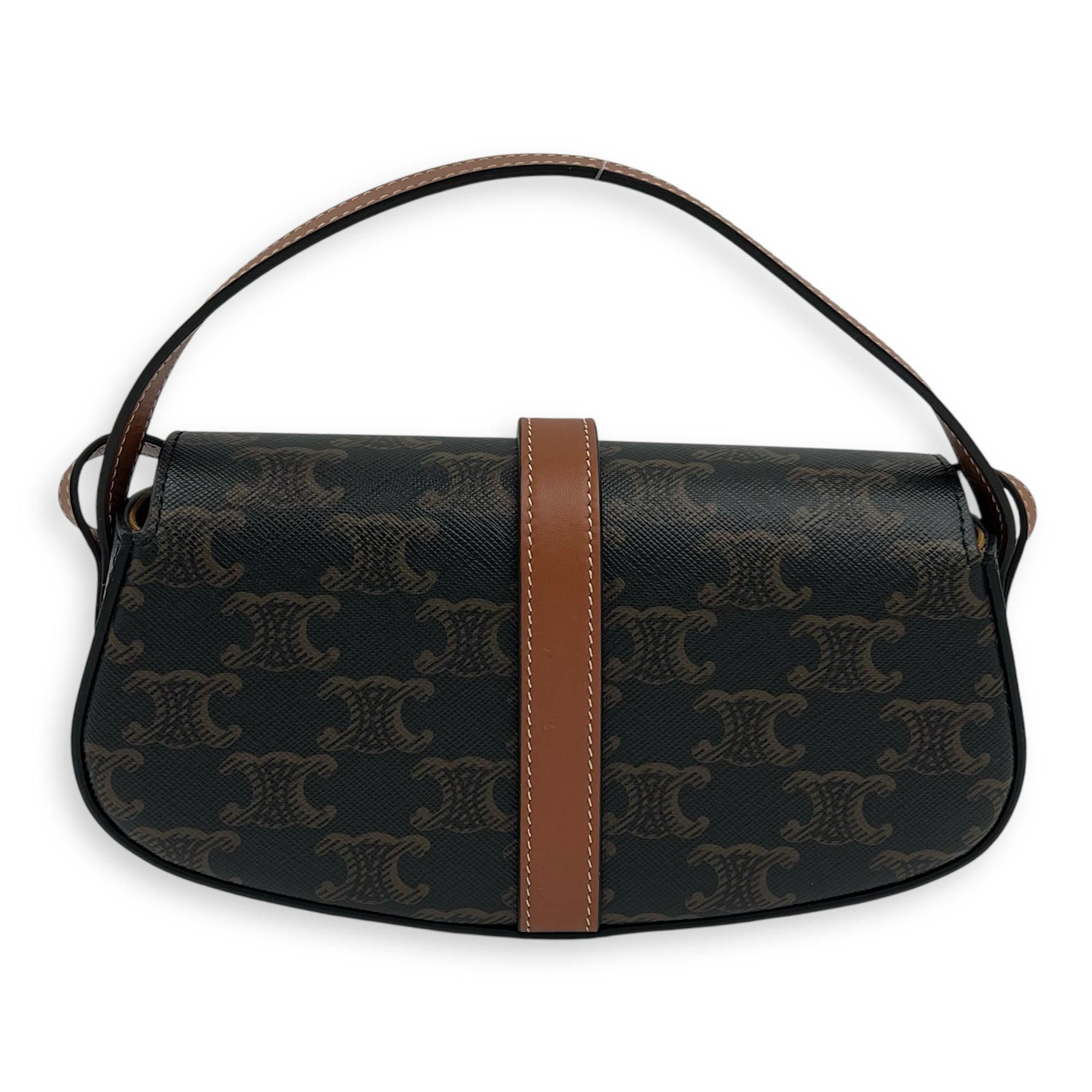 Celine Tabou Shoulder Bag Brown in Coated Canvas, Gold hardware_2
