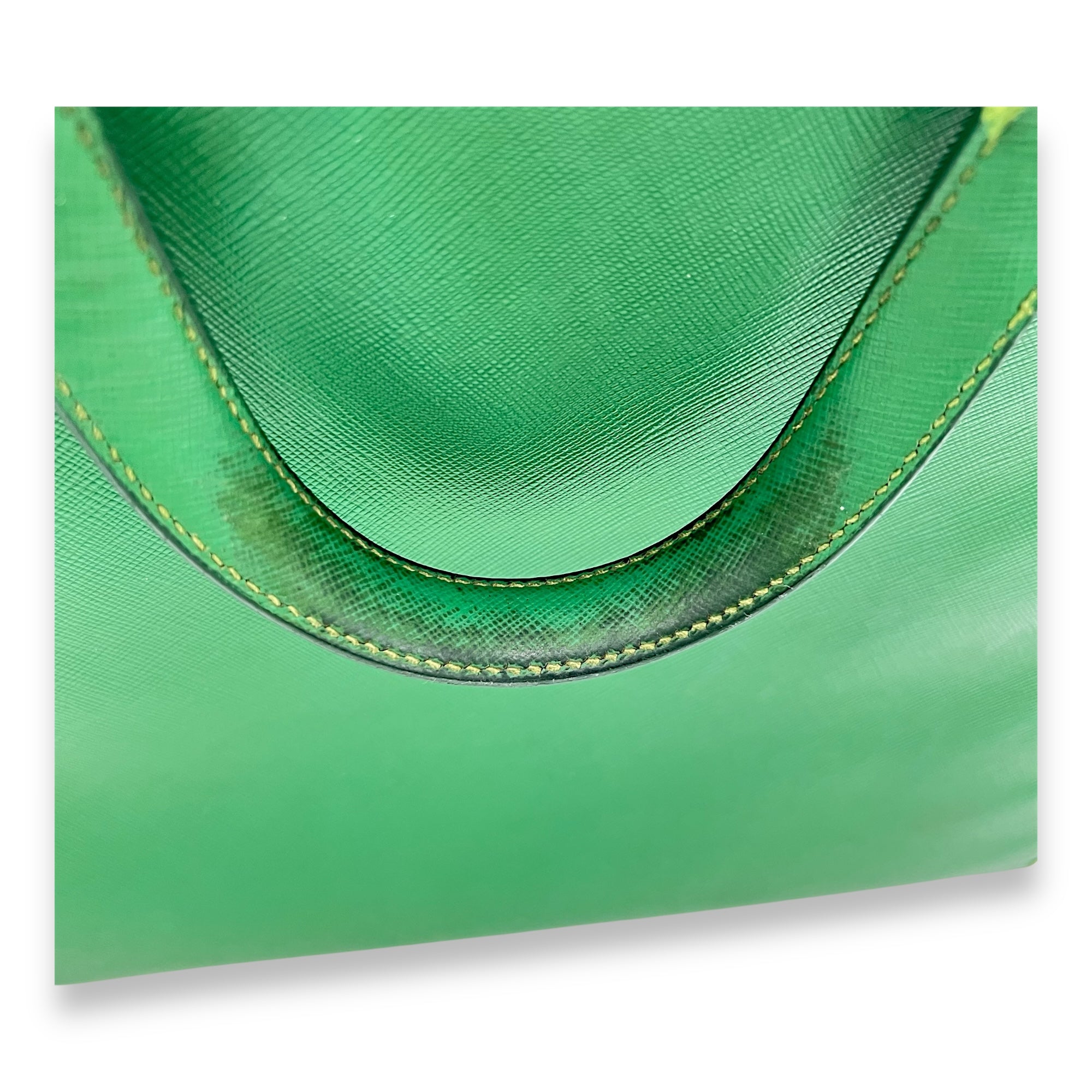 Prada Logo Briefcase Green in Saffiano Leather, Silver hardware_13