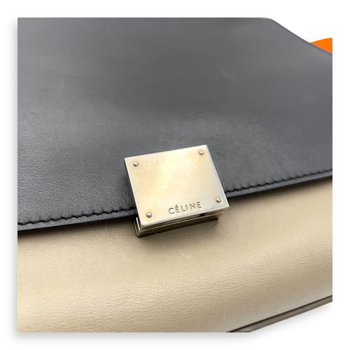 Celine Trapeze Top Handle Bag Medium Black in Calfskin, Silver hardware_14