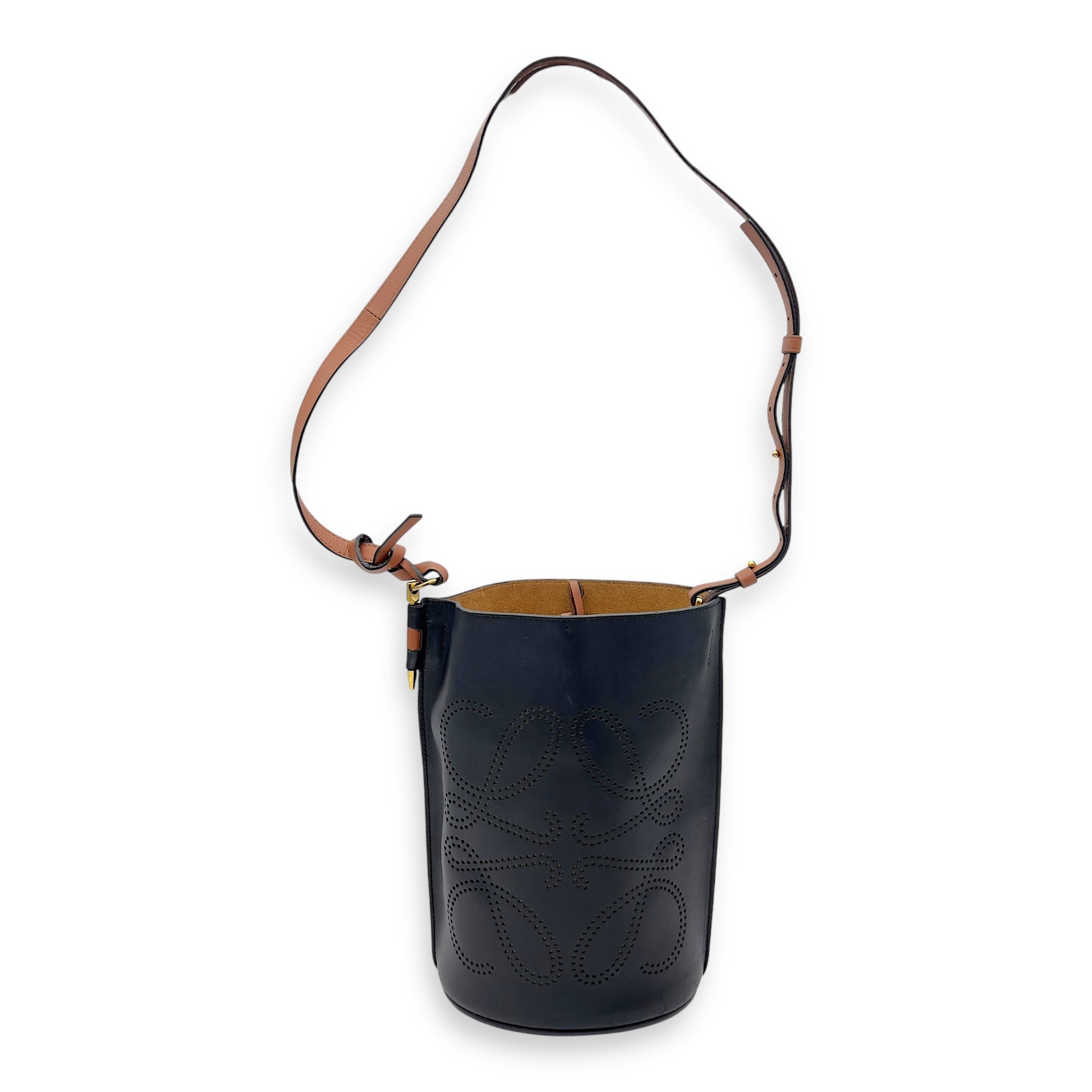 Loewe Anagram Shoulder Bag Brown in Calfskin, Gold hardware_12