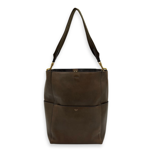 Celine Sangle Shoulder Bag Brown in Calfskin, Gold hardware_12
