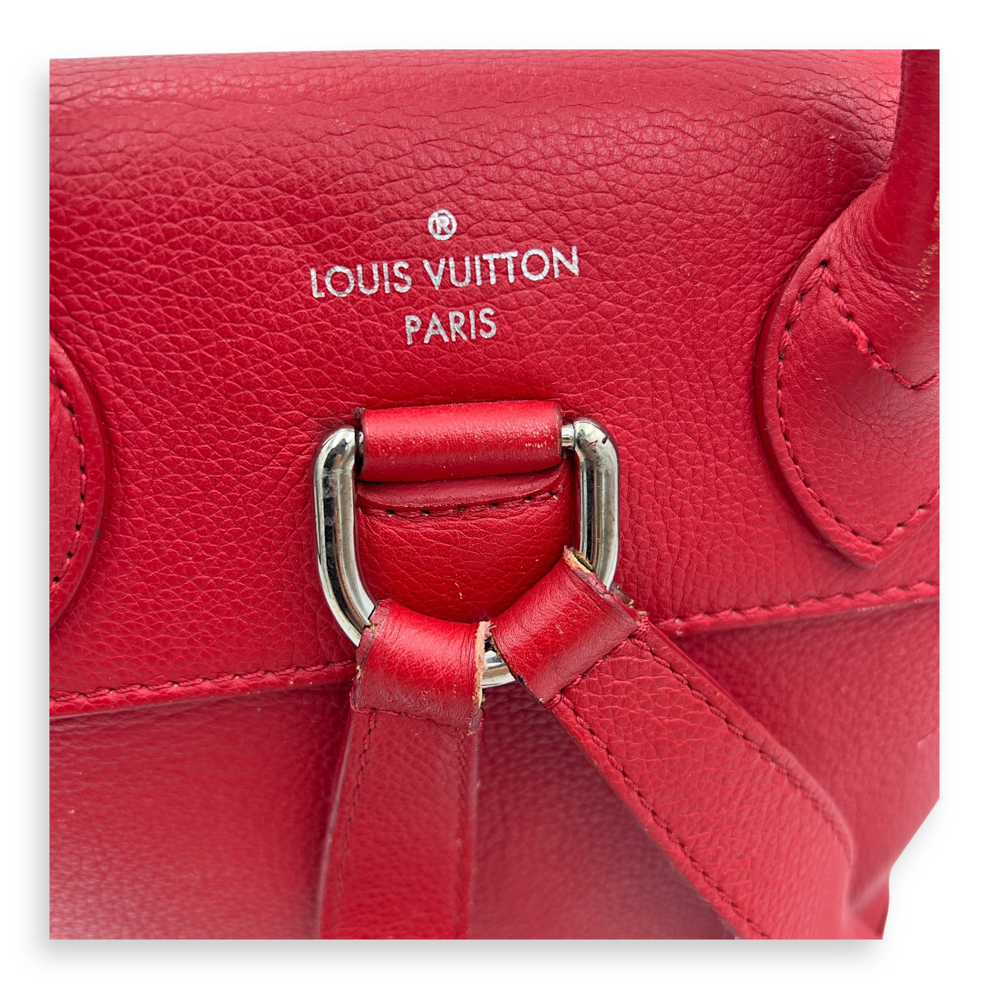 Louis Vuitton Lock Me Backpack Red in Taurillon Leather, Silver hardware_12