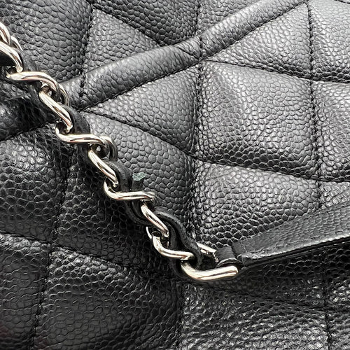 Chanel CC Tote Bag Black in Caviar Leather, Silver hardware_14