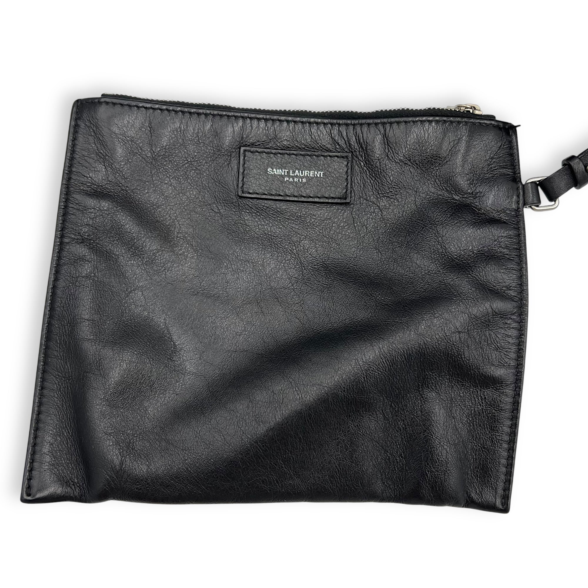 Saint Laurent Logo Backpack Black in Calfskin, Silver hardware_14
