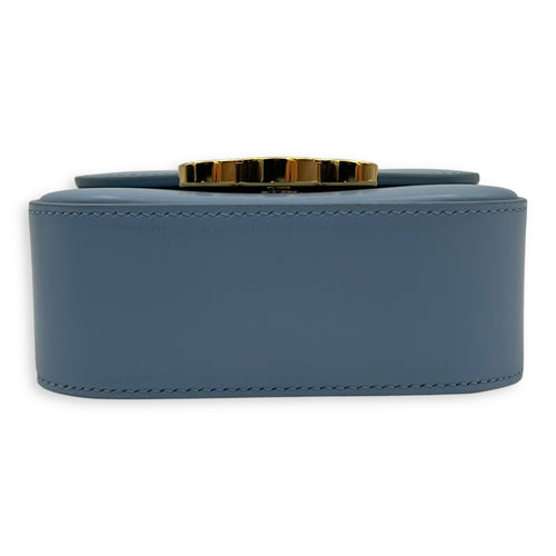 Celine Claude Crossbody Bag Blue in Calfskin, Gold hardware_5