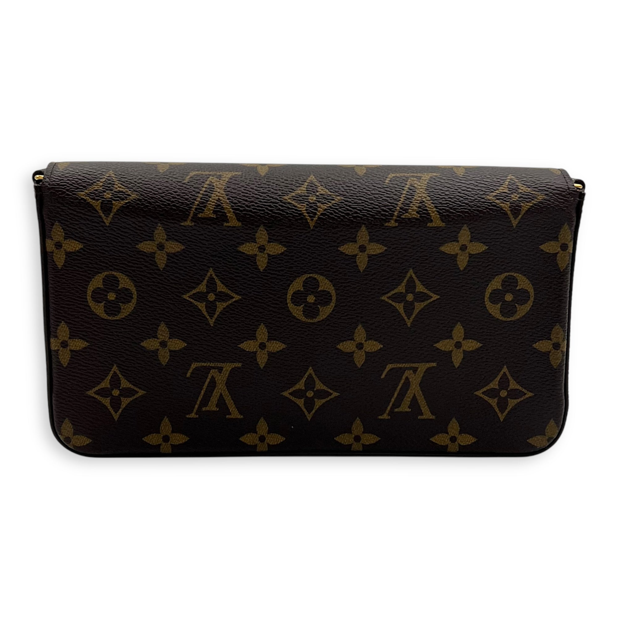 Louis Vuitton Vivienne Christmas Felicie Brown Wallet On Chain in Monogram Coated Canvas, Gold hardware_2