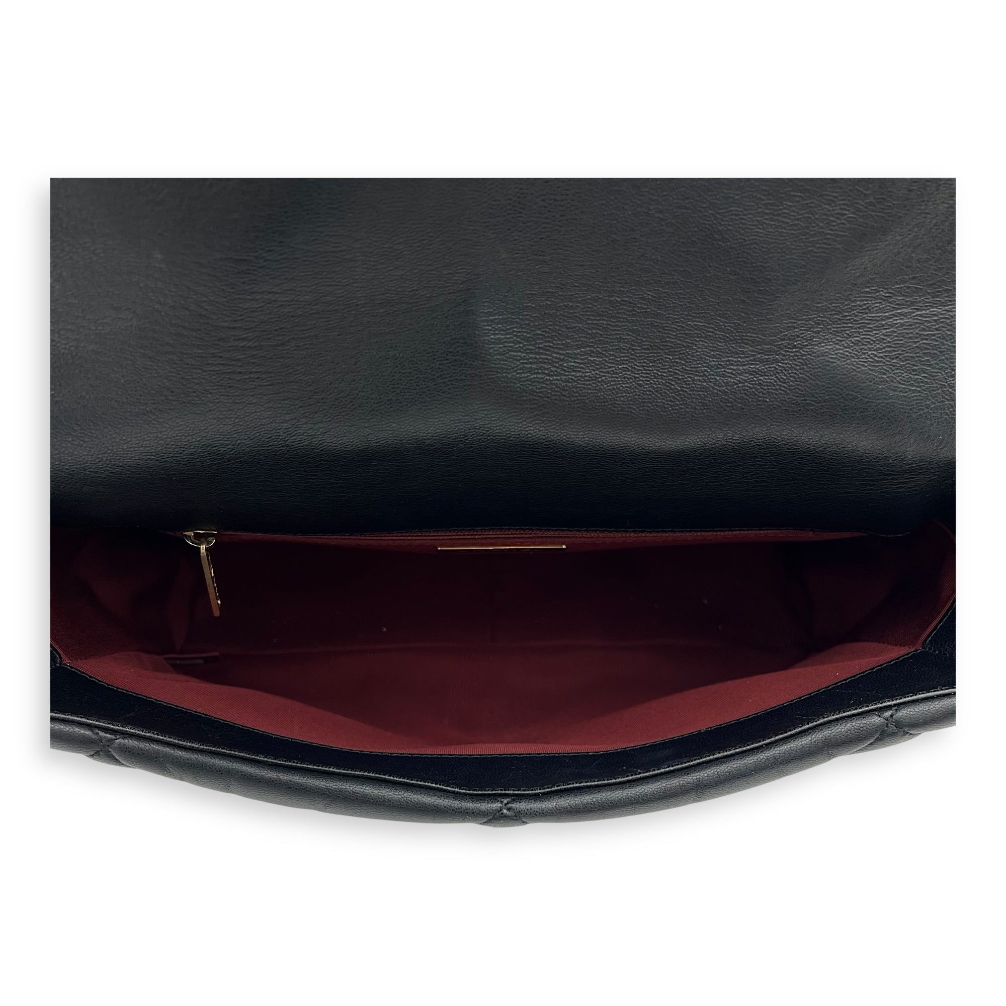 Chanel C19 Large Black Shoulder Bag in Goat Leather, Mixed hardware_6