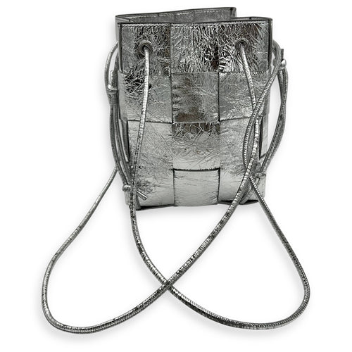 Bottega Veneta Cassette Backpack Silver in Calfskin, Silver hardware_14