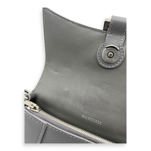 Balenciaga Downtown Crossbody Bag Grey in Calfskin, Silver hardware_4