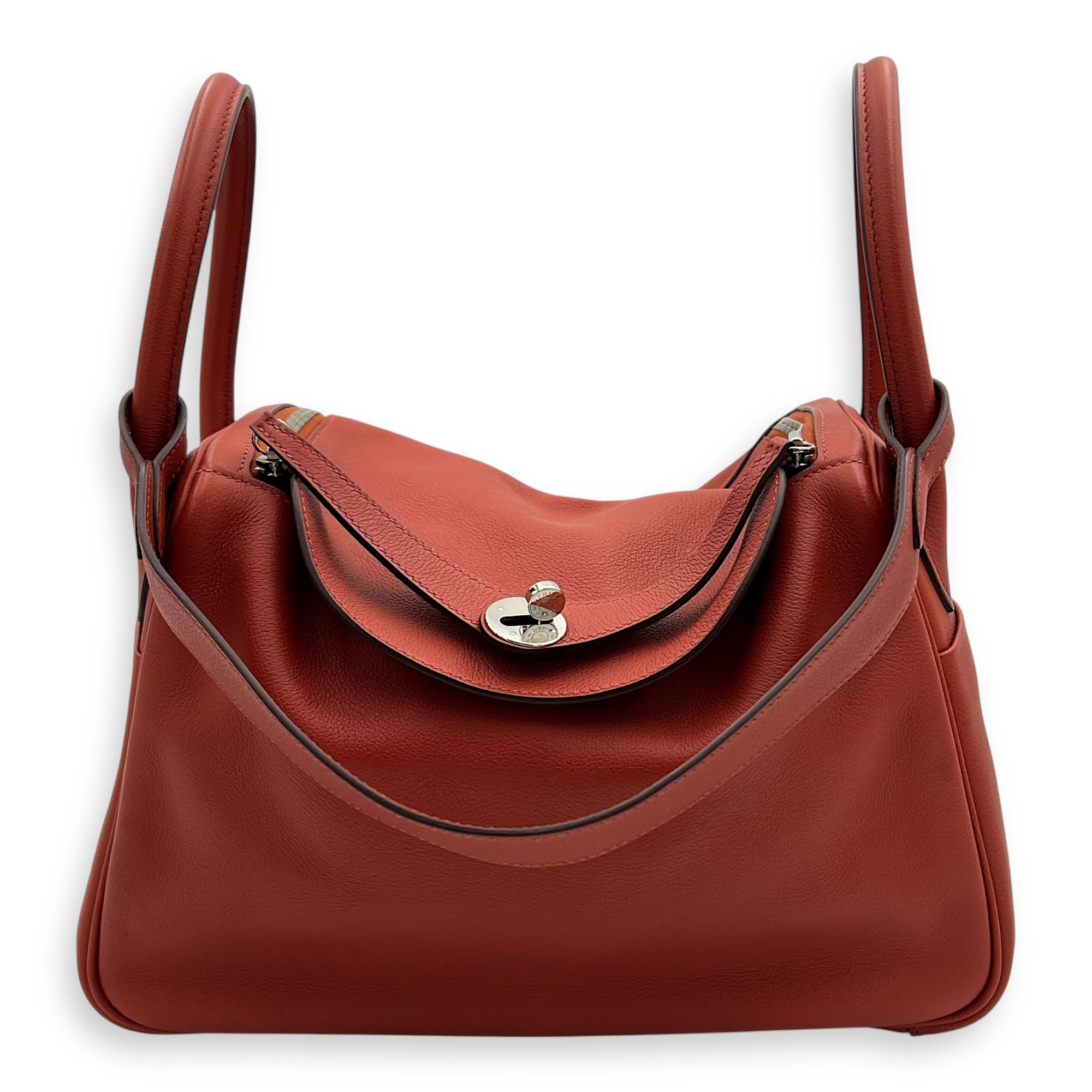 Hermès Lindy 30 Red Shoulder Bag in Clemence, Palladium hardware_14