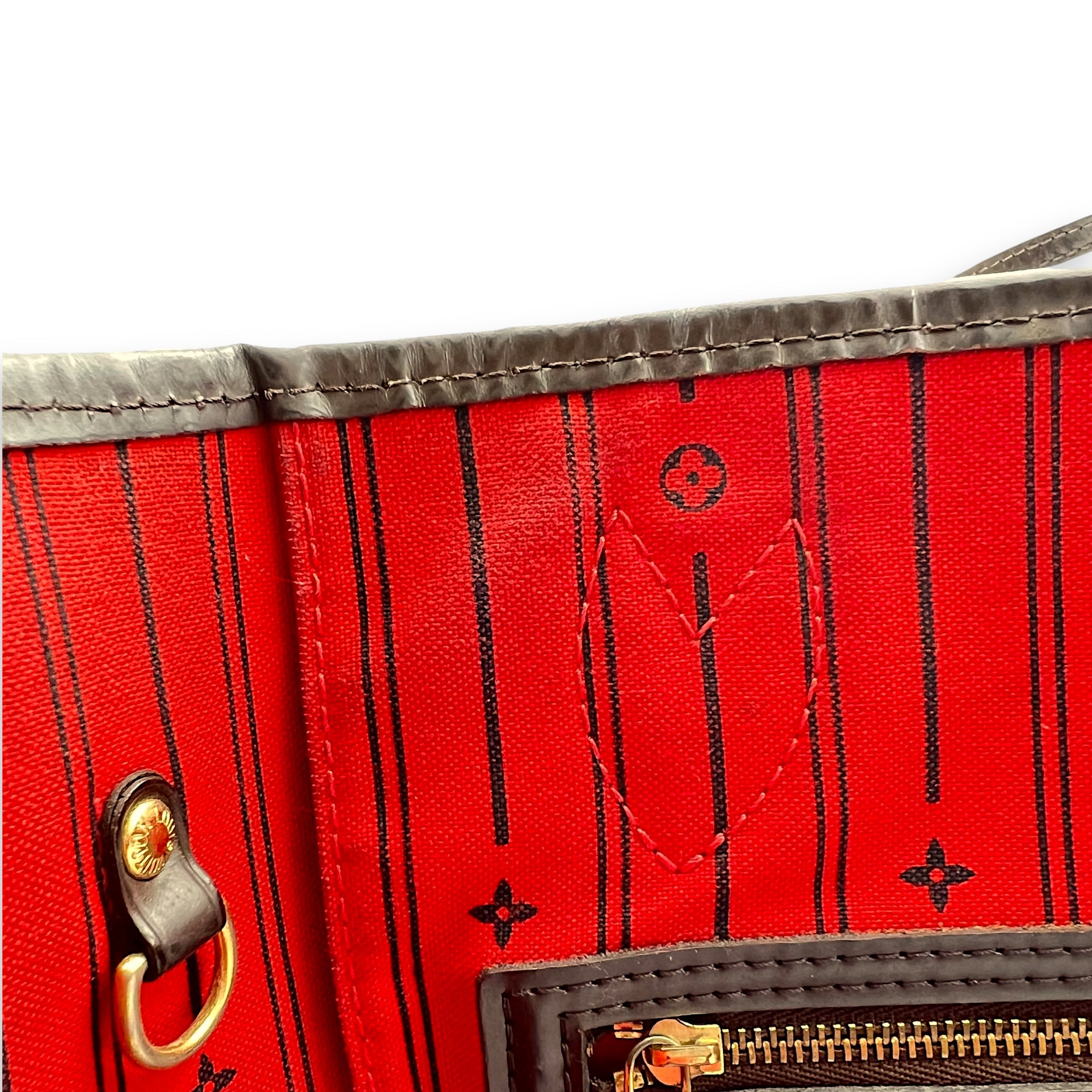 Louis Vuitton Neverfull Tote Bag Damier Ebene in Coated Canvas, Gold hardware_12