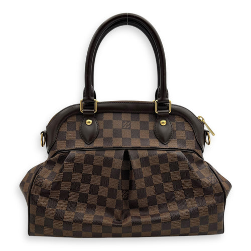 Louis Vuitton Trevi PM Damier Ebene Top Handle Bag in Coated Canvas, Gold hardware_2
