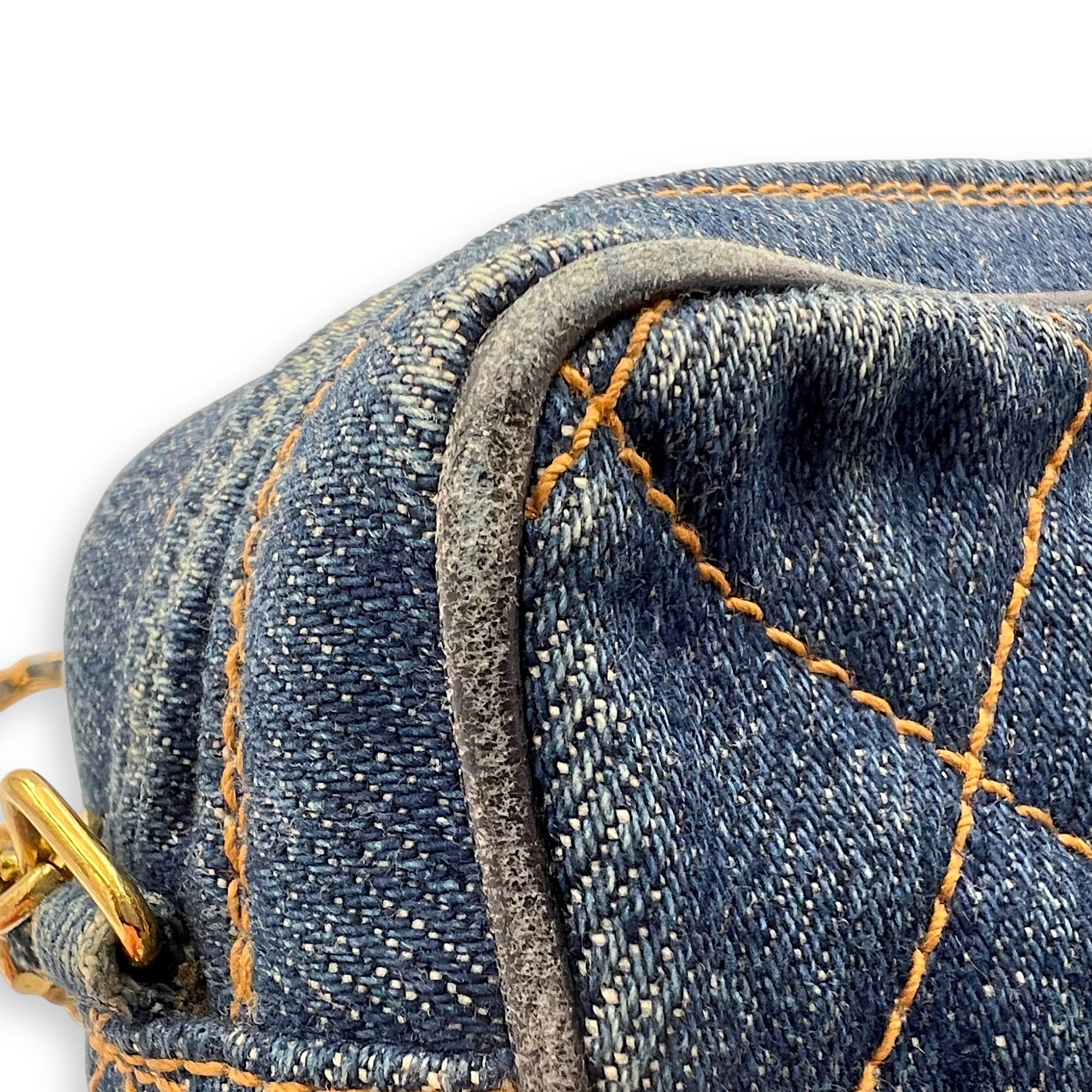 Chanel Denim CC Quilted Turnlock Crossbody Bag Blue in Denim, Gold hardware_14