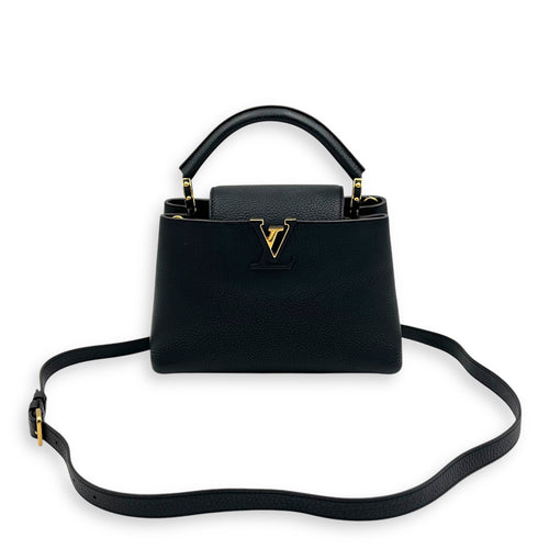 Louis Vuitton Capucines Top Handle Bag Black in Calfskin, Gold hardware_14