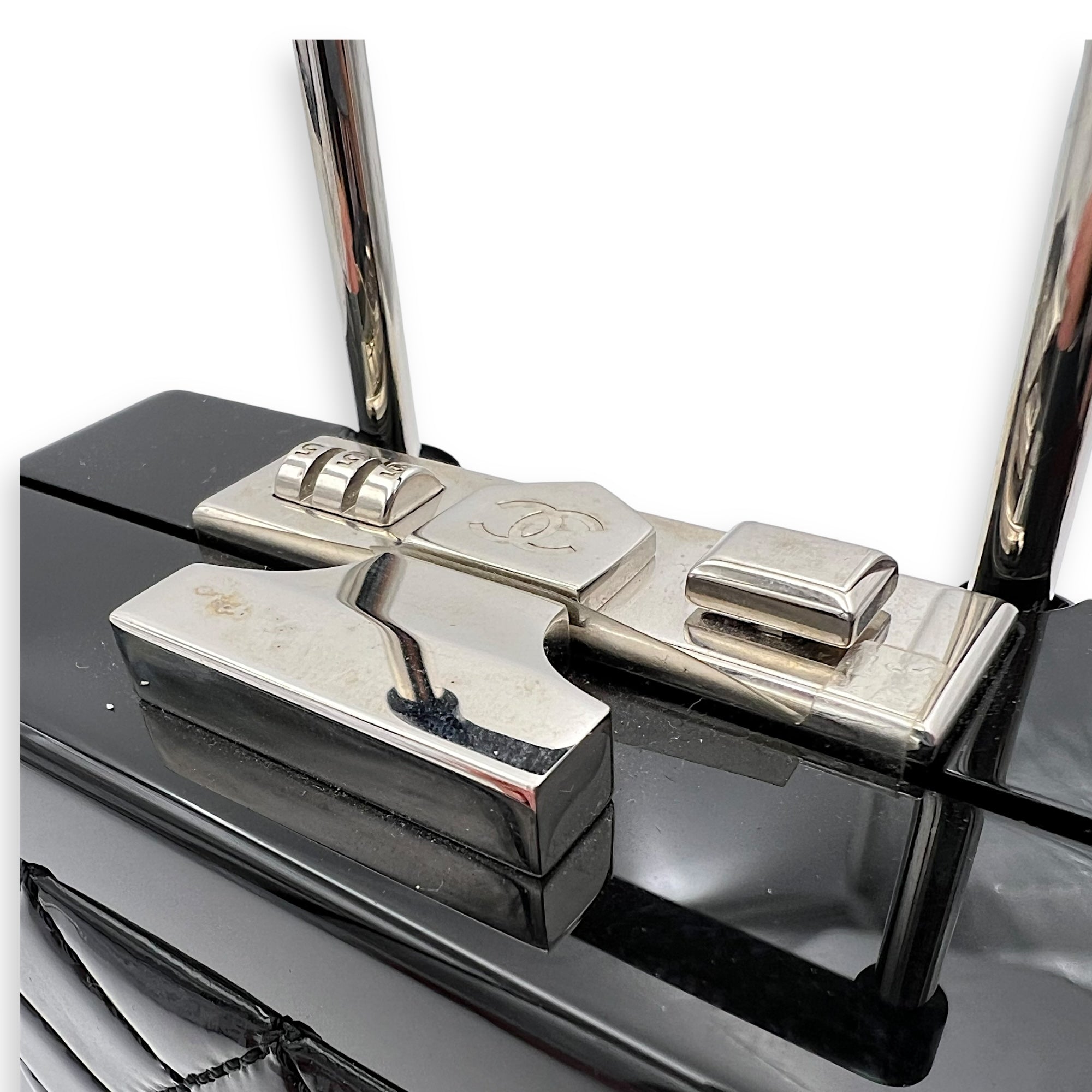 Chanel Minaudiere Trolley Black Clutch in, Silver hardware_14