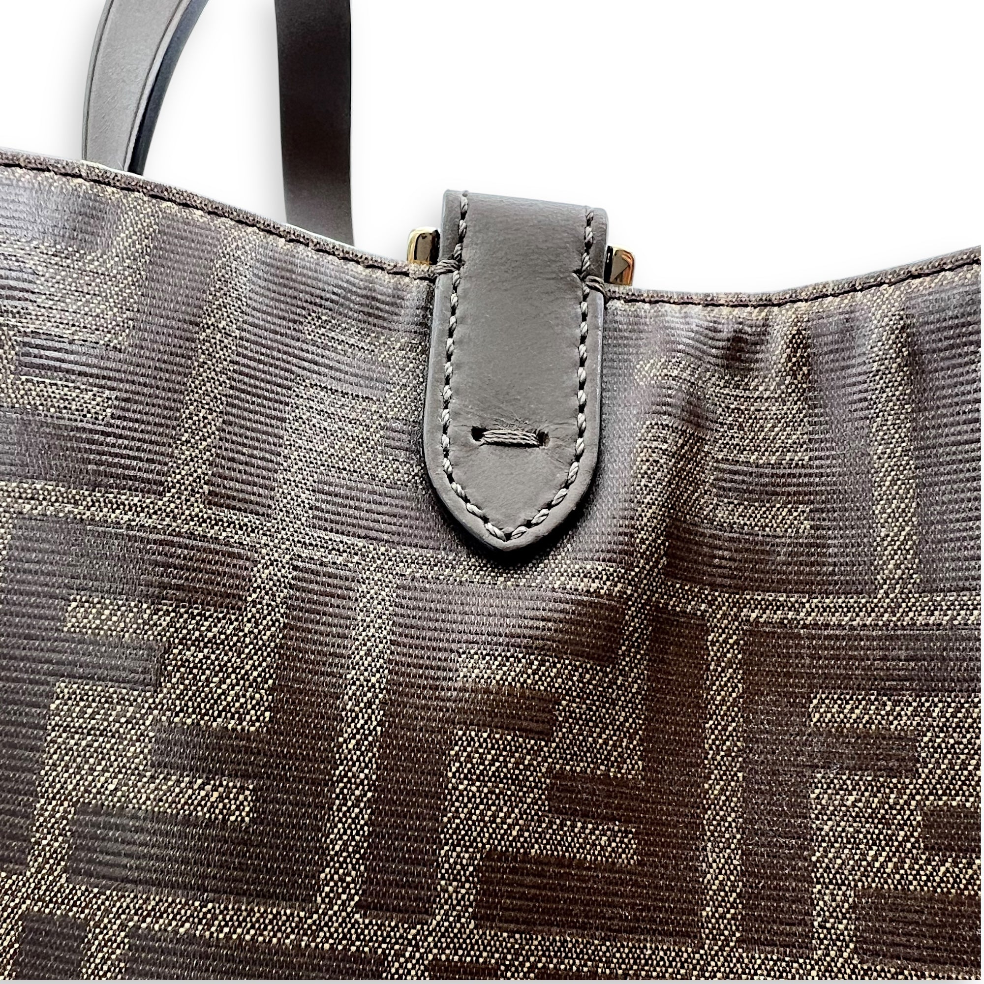 Fendi FF x Fila Tote Bag Brown in Coated Canvas, Gold hardware_14