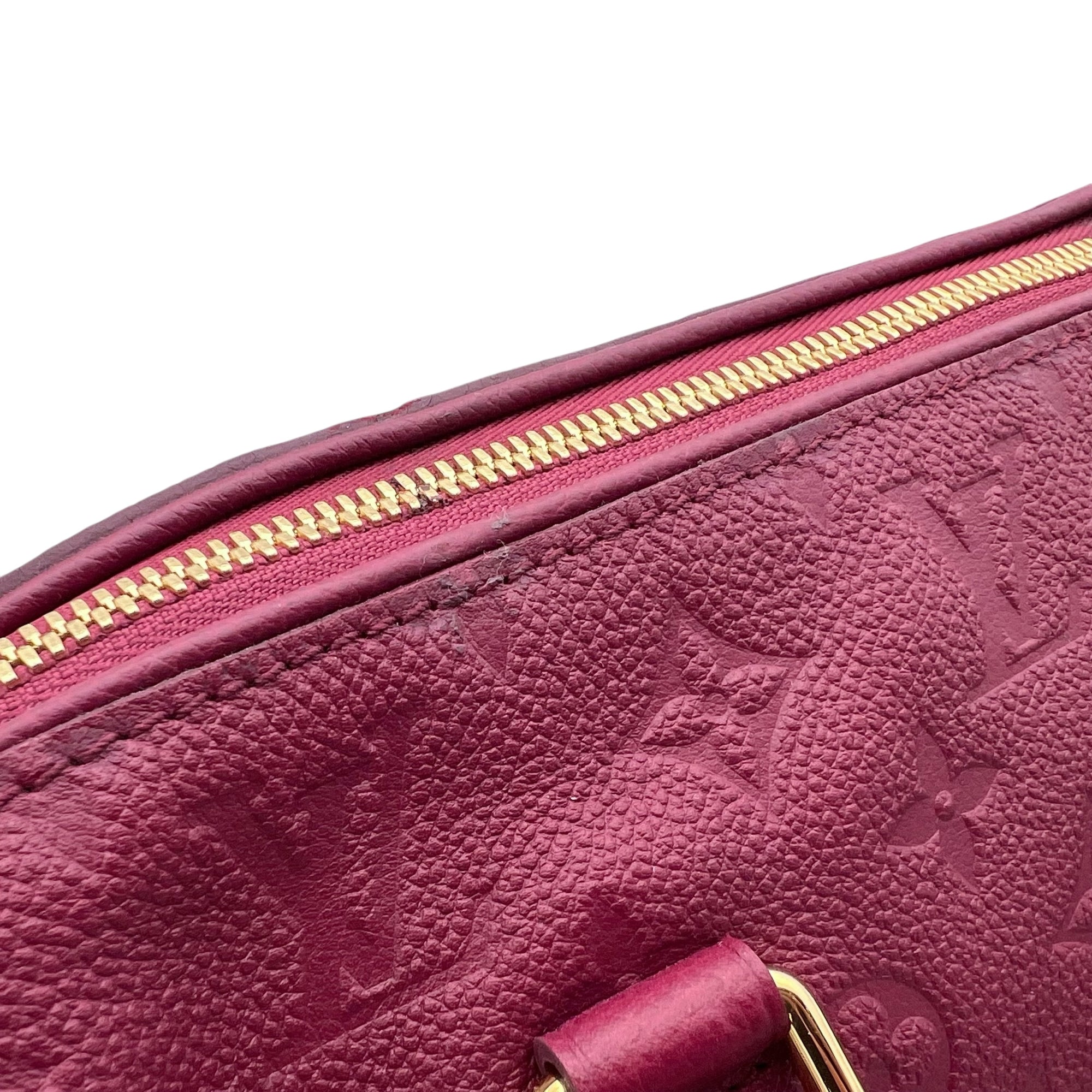 Louis Vuitton Speedy Bandouliere Top Handle Bag Red in Monogram Empreinte Leather, Gold hardware_14