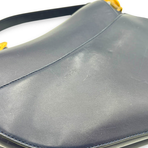 Dior Saddle Shoulder Bag Blue in Calfskin, Gold hardware_15