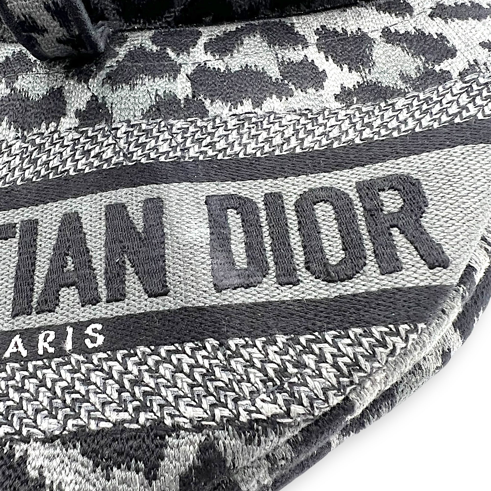 Dior Saddle Grey Shoulder Bag in Jacquard, Gold hardware_14