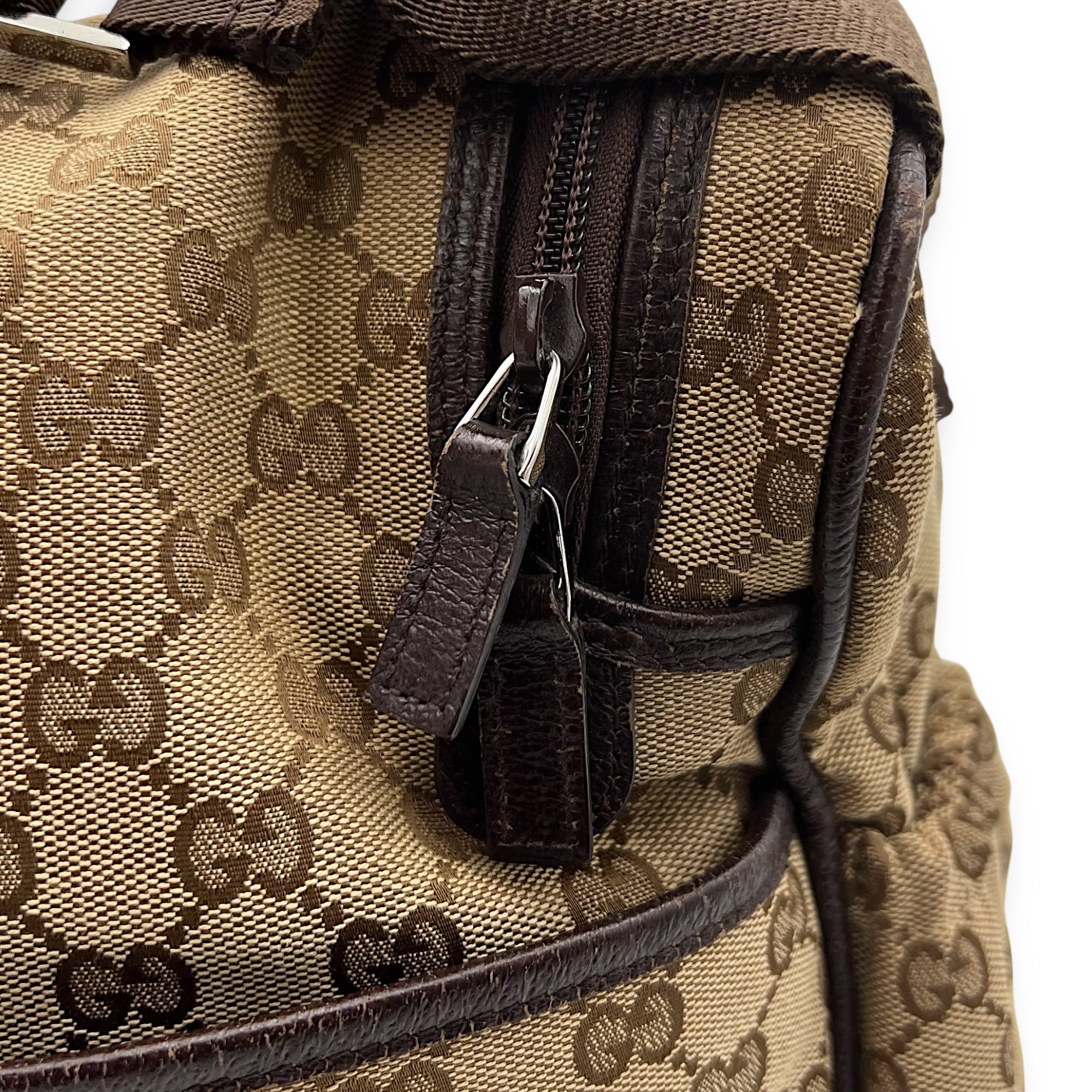 Gucci GG Shoulder Bag Brown in Canvas, Silver hardware_14
