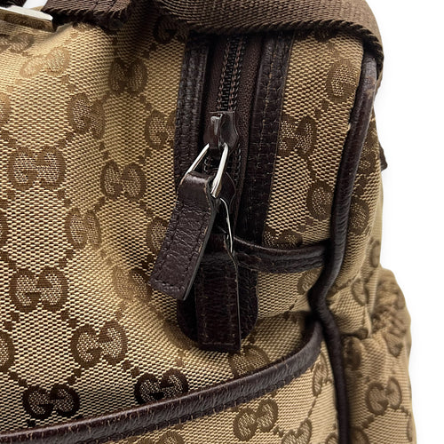 Gucci GG Shoulder Bag Brown in Canvas, Silver hardware_14
