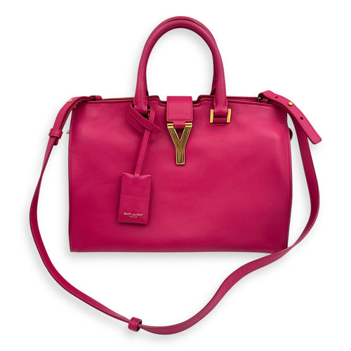 Saint Laurent Chyc Top Handle Bag Pink in Calfskin, Gold hardware_12