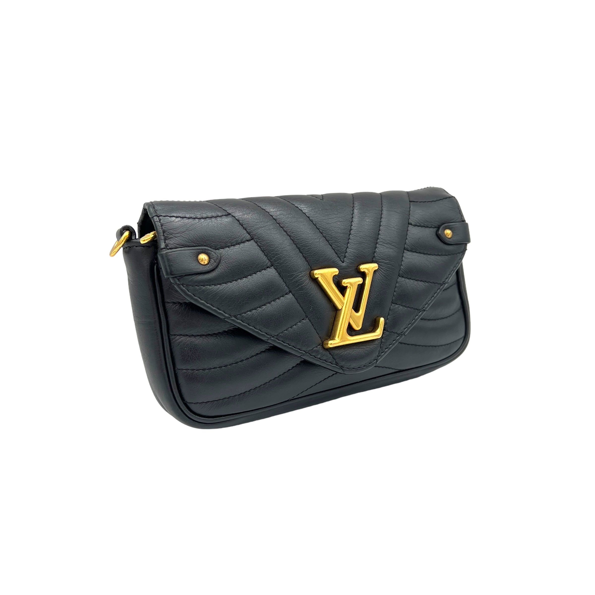 Louis Vuitton New Wave Black Crossbody Bag in Calfskin, Gold