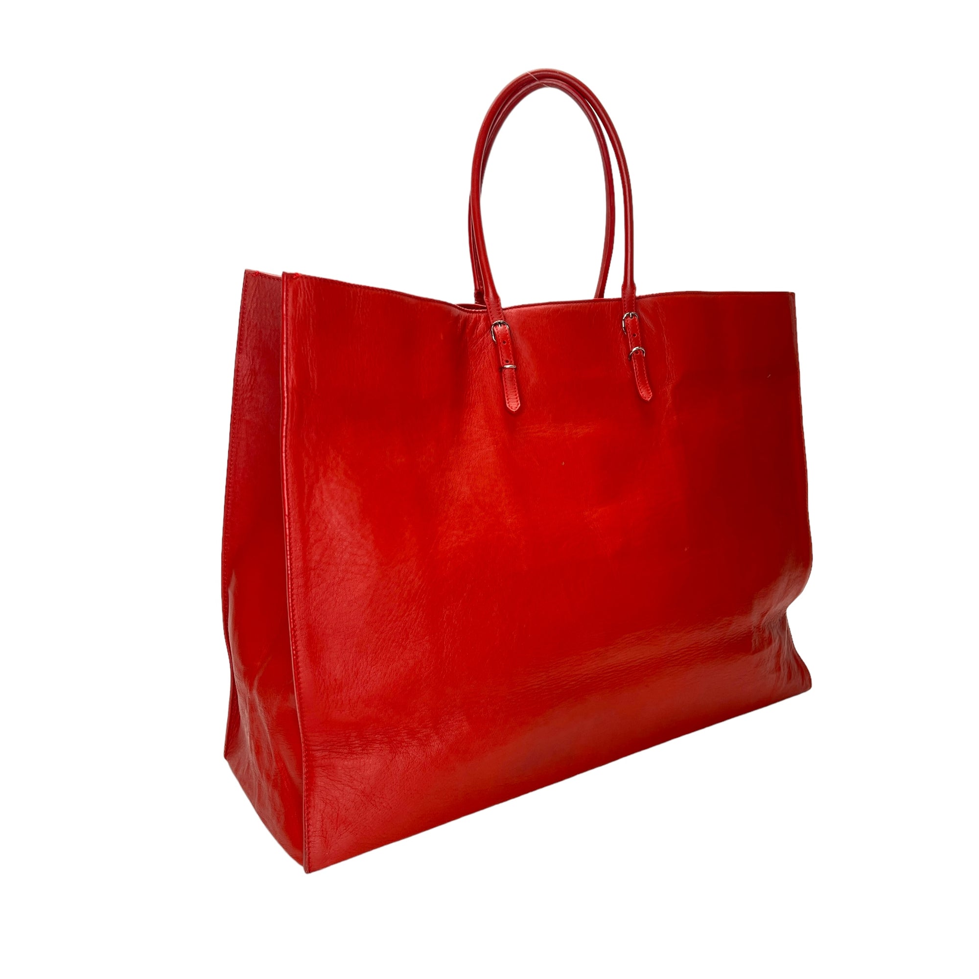 Papier Red Tote Bag in Calfskin, Silver hardware