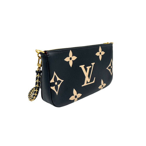 Multi-Pochette Accessoires Black Crossbody Bag in Empreinte Leather, Gold hardware