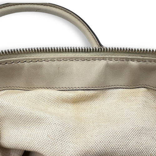 GG White Top Handle Bag in Canvas, Gold hardware