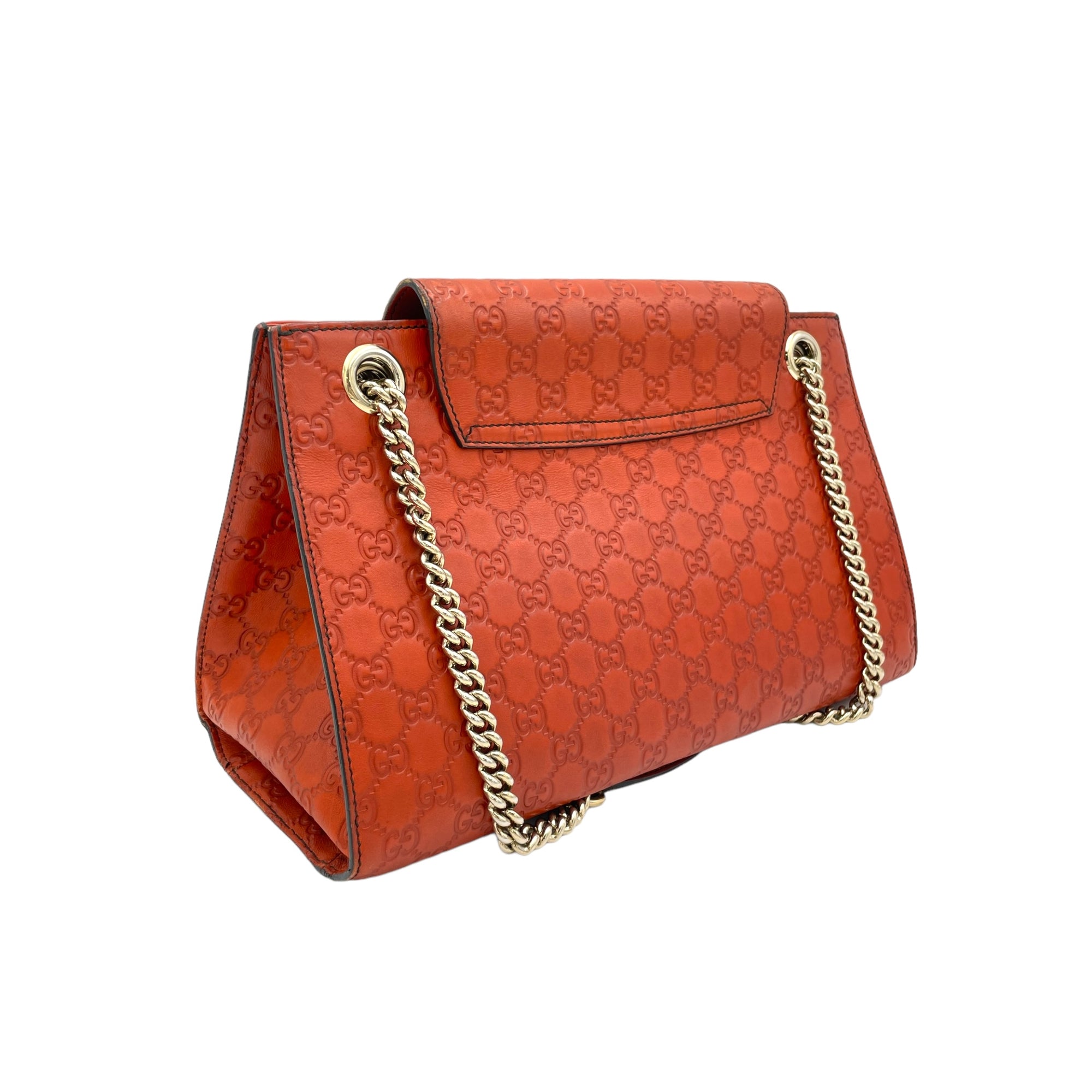 Emily Large Orange Shoulder Bag in Guccissima Leather, Gold hardware