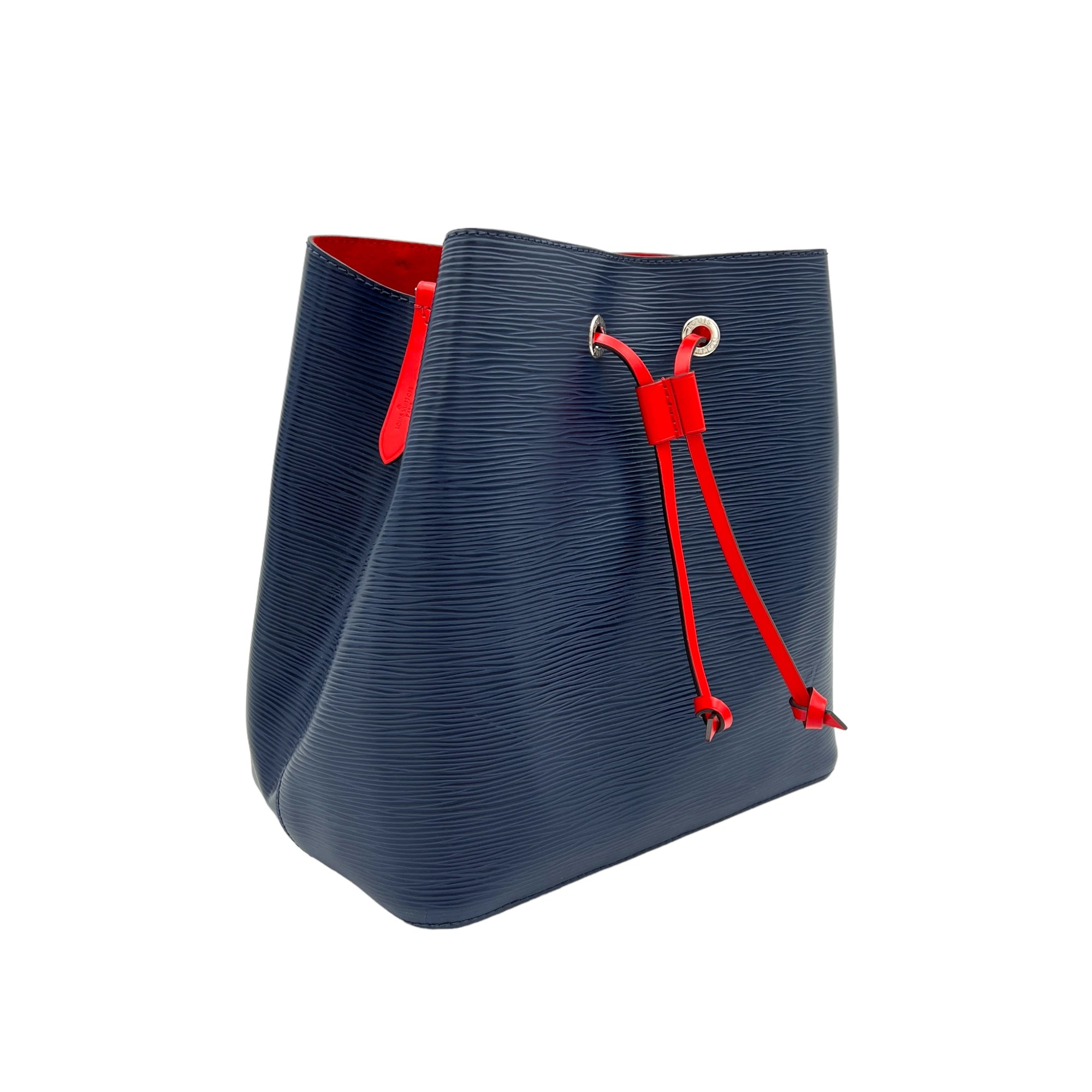 NeoNoe MM Navy Bucket Bag in Epi Leather, Silver hardware