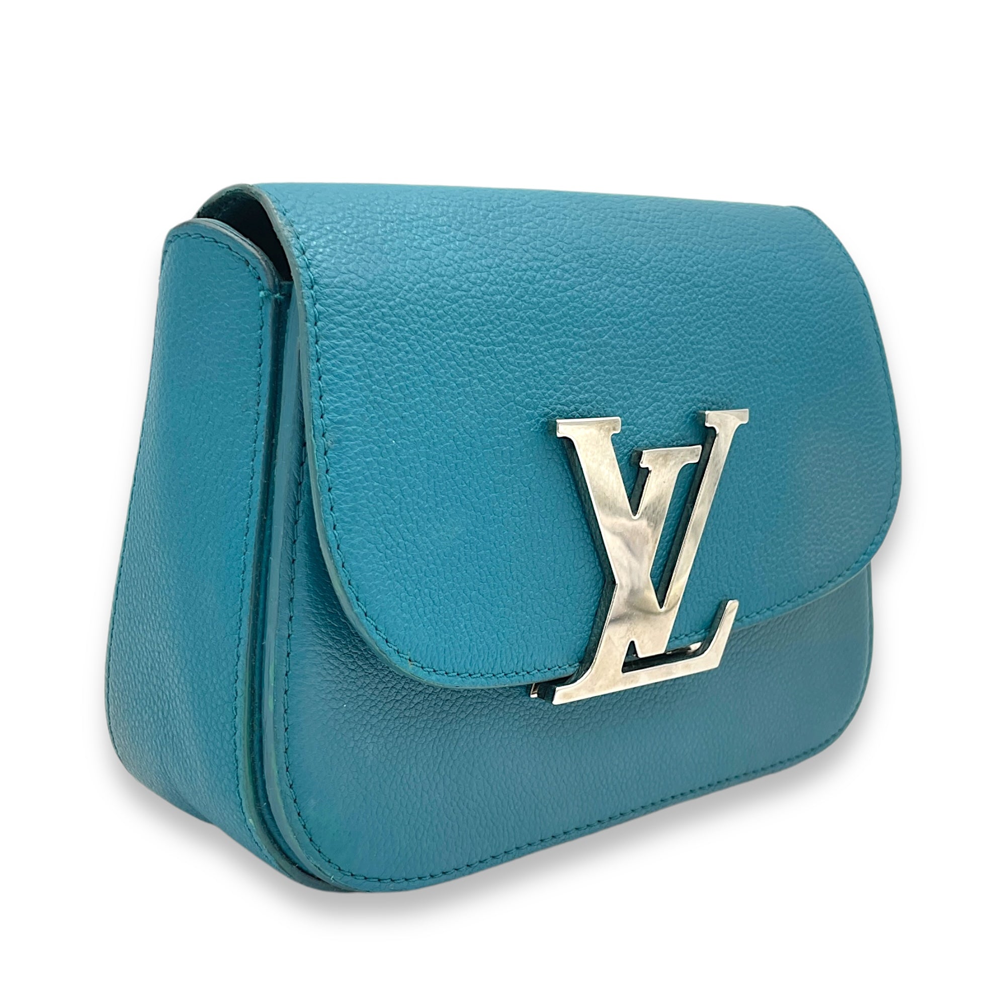 Vivienne Crossbody Bag Blue in Calfskin, Silver hardware